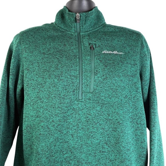Eddie Bauer 1/4 Zip Radiator Pullover‎ Men's Sz Med Sweater Fleece Heather Green - Picture 9 of 16